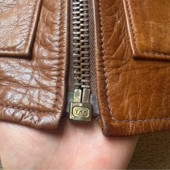 East West Musical Instruments Vintage 1970’s Tan leather Jacket Suede Interior L - Picture 5 of 13